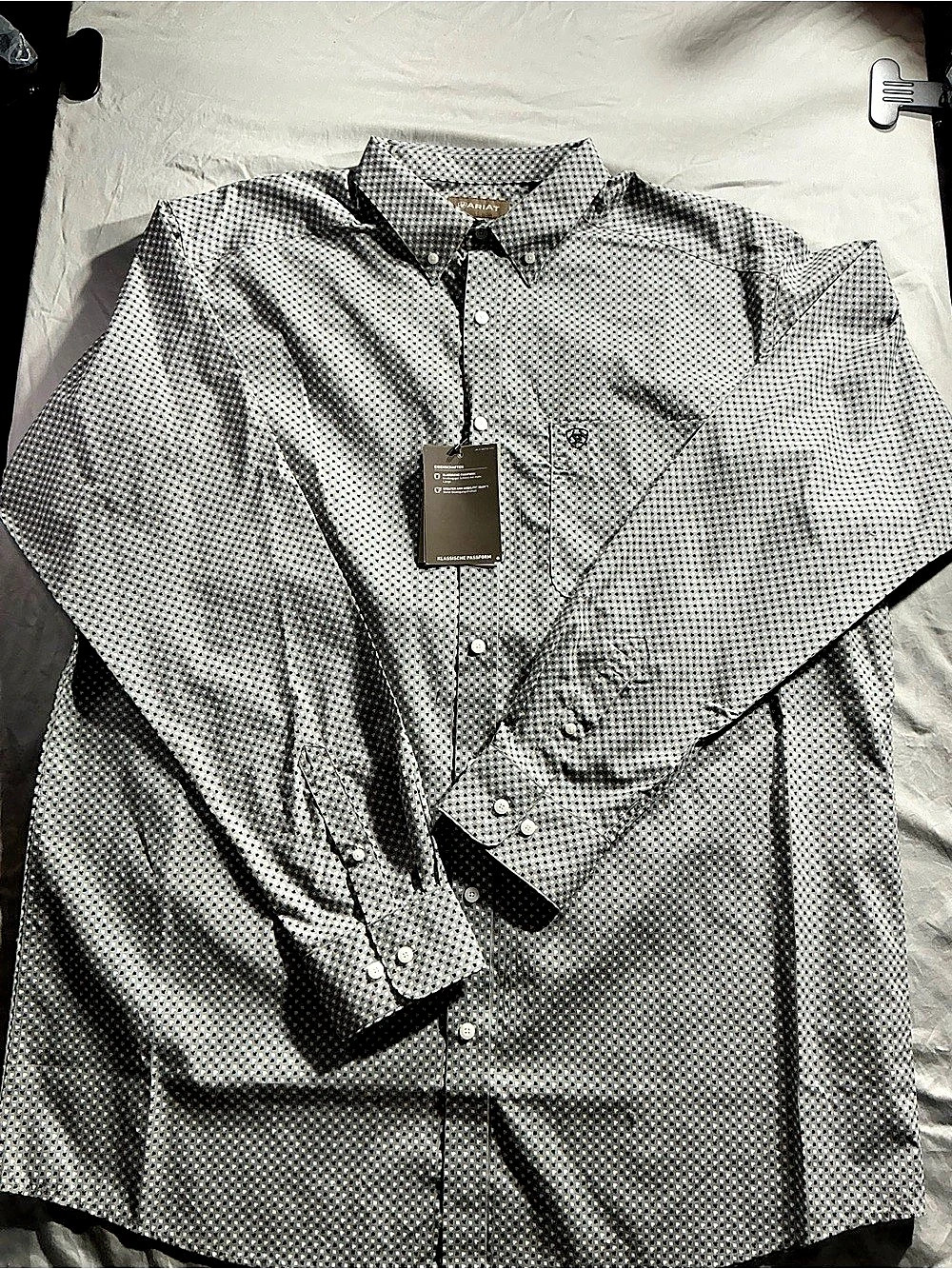 Ariat Men's Geometric Button Down Gray & Black XL tall NWT